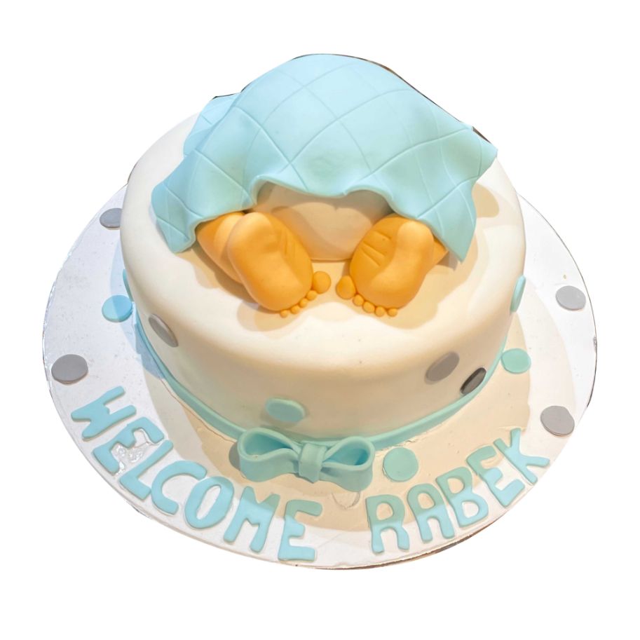 (685) Baby Sleeping Theme Fondant Cake